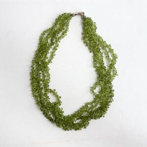 Peridot Multi Gemstone Gemstone  Vintage Sterling Silver 925 Necklace - 19.5"